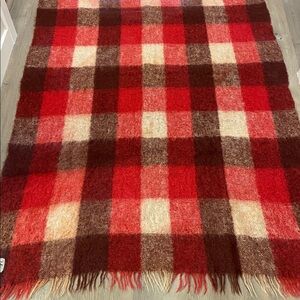 SCOTLAND Glen Cree Vintage Red and Brown Plaid Mohair Throw Blanket COZY!